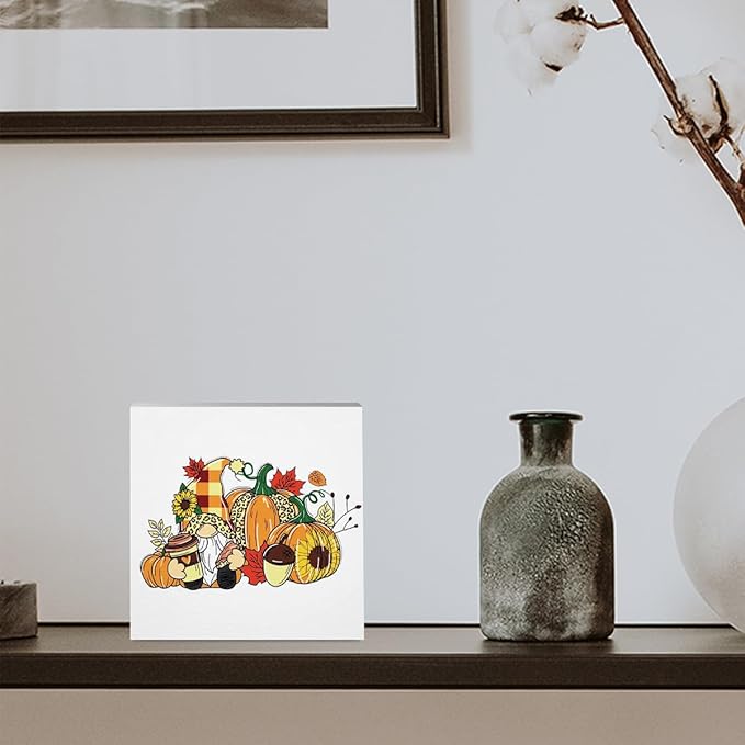 Fall Decorations for Home Farmhouse Office Bedroom Living Room, Pumpkins Gnome Decor, Fall Sign, Autumn Decor Wood 2401