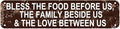 Rustic Blessing Sign 16x4 Inch - "Bless the Food Before Us, The Family Beside Us and the Love Between Us" Farmhouse Metal Wall Decor for Kitchen, Dining Room