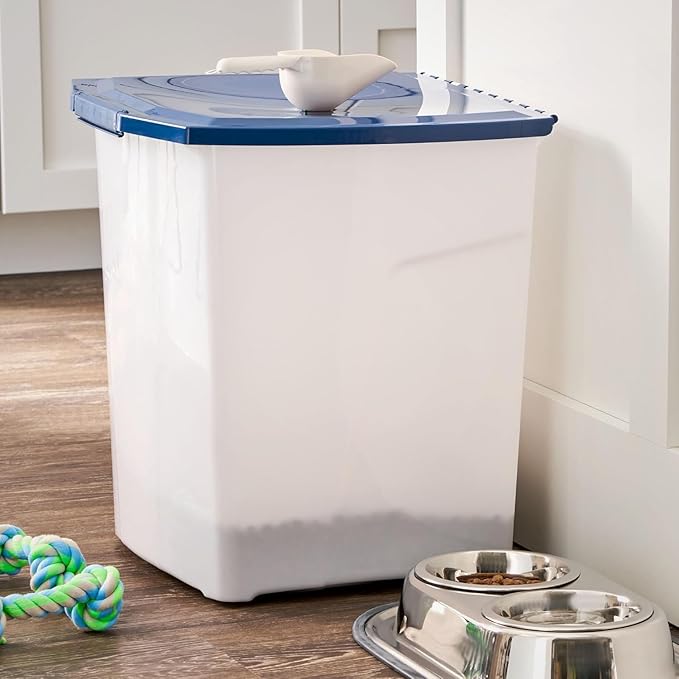 25 lb Airtight Pet Food Storage Container - Plastic Bin with Locking Lid & Fresh-Tite Seal, Stackable Design