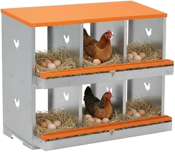 6 Compartment Nesting Boxes for Chickens, Chicken Nesting Box to Protect Eggs, Chicken Laying Boxes, Easy to Clean and Install