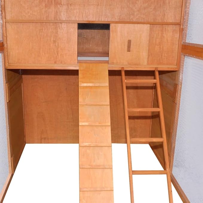 Chicken Coop Large Wooden Outdoor Bunny Rabbit Hutch Hen Cage with Ventilation Door,Ramp Garden Backyard Pet House Chicken Nesting Box,Chicken Coop Wood 116"x64.2"x67"
