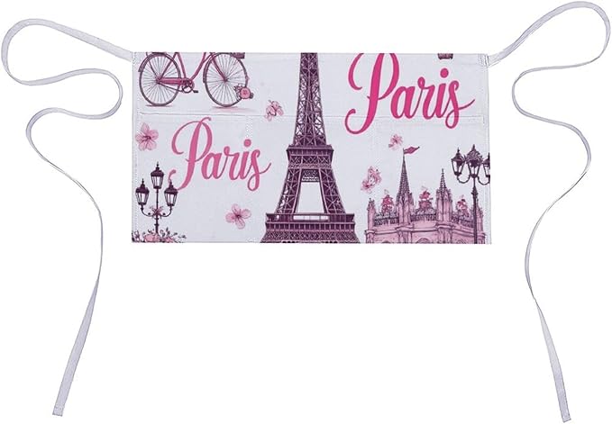 Unisex Apron for Cooking Server Waitress Half Waist Apron with 3 Pockets