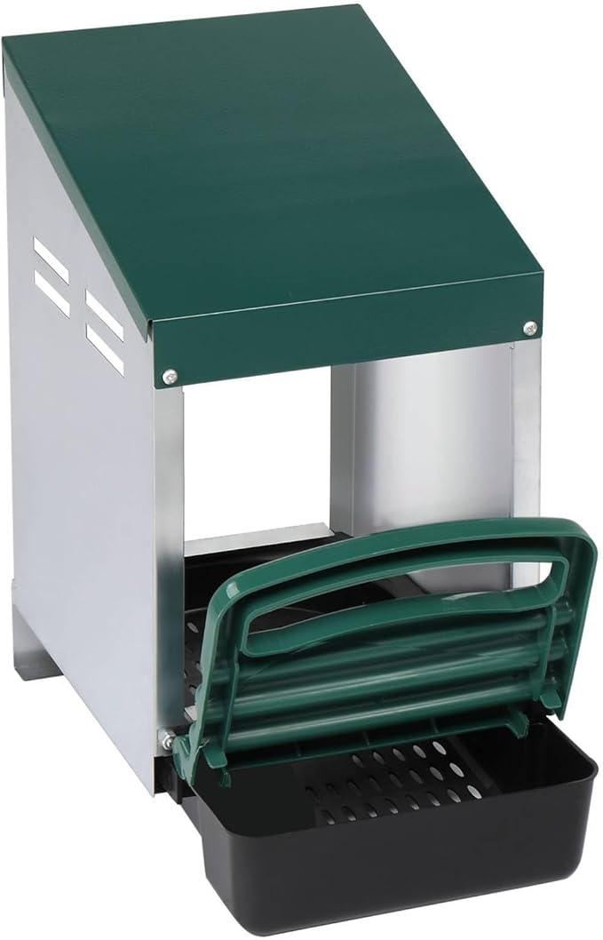 Chicken Nesting Boxes, Single Roll Out Poultry Brooder Box with Plastic Basket, Strong and Durable Single Compartment Chicken Laying Box, Perch Cover for Hen, Chicken Coop (Green)