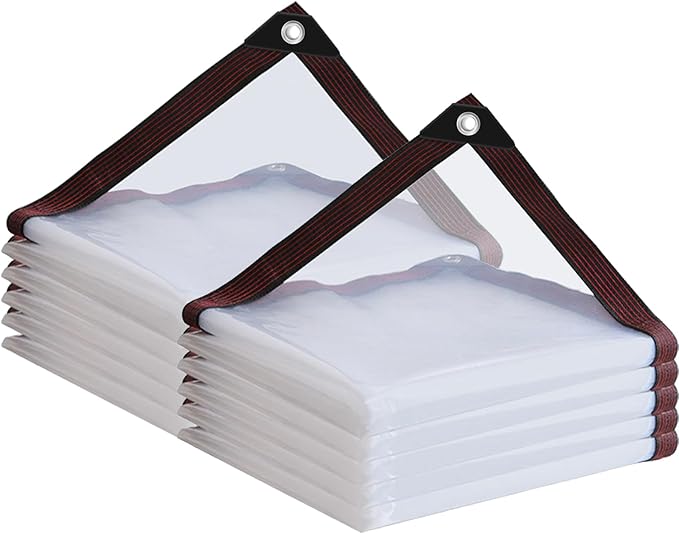 Clear Tarp Waterproof 7x10-Heavy Duty Plastic Tarps,Vinyl Transparent Tarpaulin with Grommets,Outdoor Small&Large Tarp Cover for Chicken Coop/Greenhouse/Camping/Plant/Patio