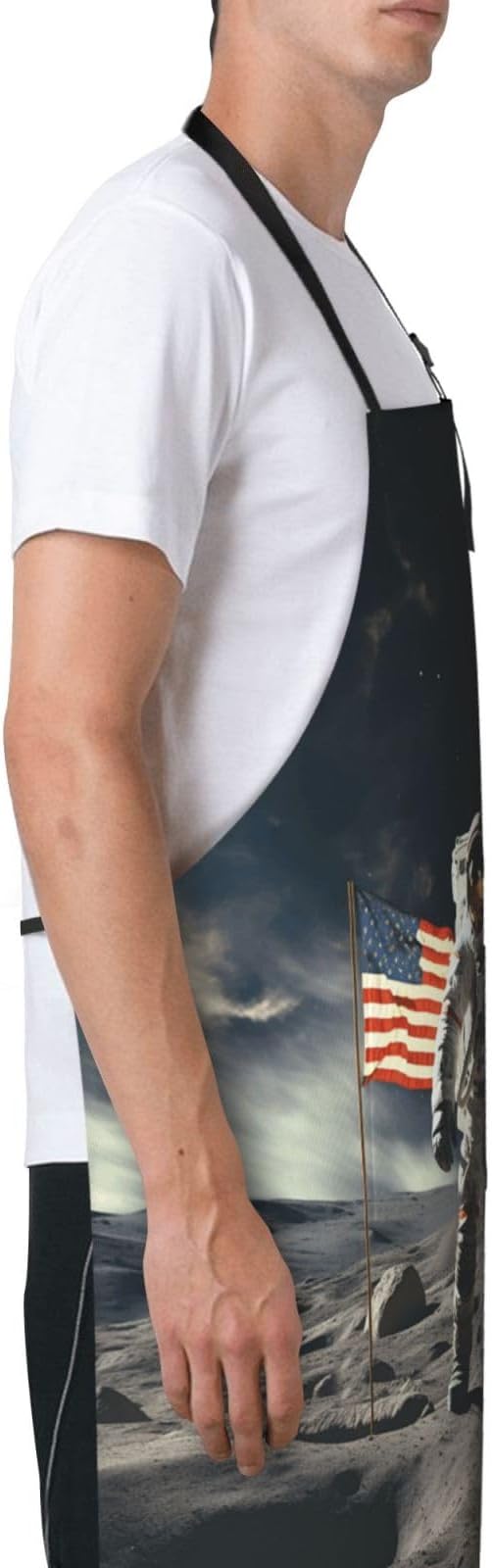Kitchen Aprons for Men Women Waterproof Apron with 2 Pockets Skis on mountain Apron Adjustable Bib Aprons