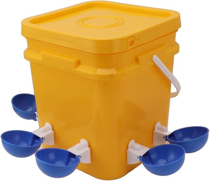 GLOGLOW Automatic Chicken Waterer Bowl, Durable Plastic with Gravity System, 12L Drinker for Chickens, Ducks and Other Poultry (Bucket + Bowl + Black Screws)