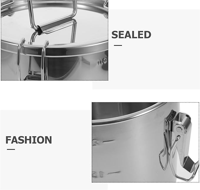 PRETYZOOM Metal Airtight Canister: Heavy-Duty Stainless Steel Rice Container with Seal Lid for Kitchen and Transport - Grain Storage Bin for Flour Cereal and Dry Good 6L