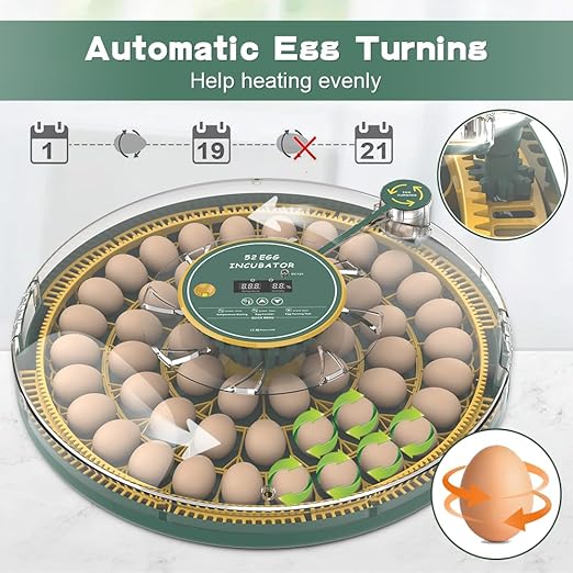 52 Egg Incubator with Automatic Egg Turning and Humidity Display, Incubators for Hatching Eggs, Chicken, Ducks, Goose, Pigeon, Quail, Parrot Incubator for Farm, Lab