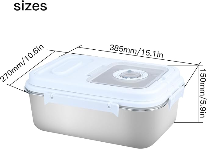 Saim Rice Containers - Stainless Steel Flour Storage Container with Silicone Airtight Lid and Scoop, Measuring Cup/Portable Rice Dispenser for Dry Beans, Oatmeal and Grains (15 Lbs)