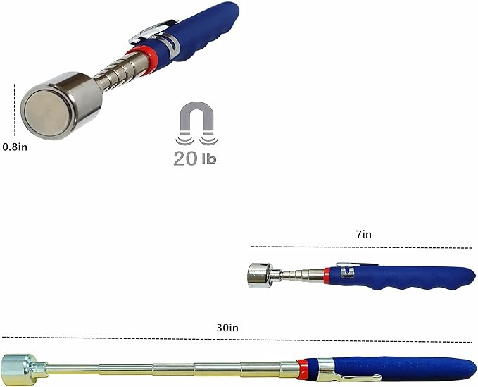 20lb Telescopic Magnet,24.4in Claw Grabber Flexible Pickup Tool Automotive Tools for Garbage Litter Pick Home Sink Drain and Metal Small Items.for DIY Handyman, Father/Dad,Women etc.