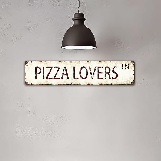 Vintage Pizza Metal Sign 4x16 Inch - Retro Tin Wall Art Plaque for Home Bar, Garage, Kitchen Decor - Gift for Pizza Lovers and Man Cave Enthusiasts