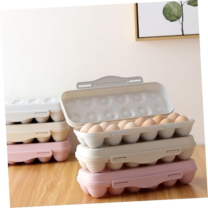 2Pcs Stackable Egg Storage Container Shatterproof Khaki Egg Holder for Refrigerator for Organizing Eggs and Maximizing Space Fridges