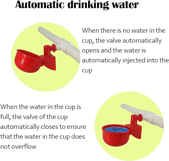 Automatic Chicken Water Cups,Chicken Water Feeder,Complete Set Pipeline Automatic Chicken Waterer System for Chick Duck Quail