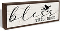 Farmhouse Home Decor, Bless This Nest Sign, Rustic Framed Wooden Block, Wall Decors Art, Front Door Porch Hallway Decors, Housewarming Gift for Christian 9.5x3.1x1 inches