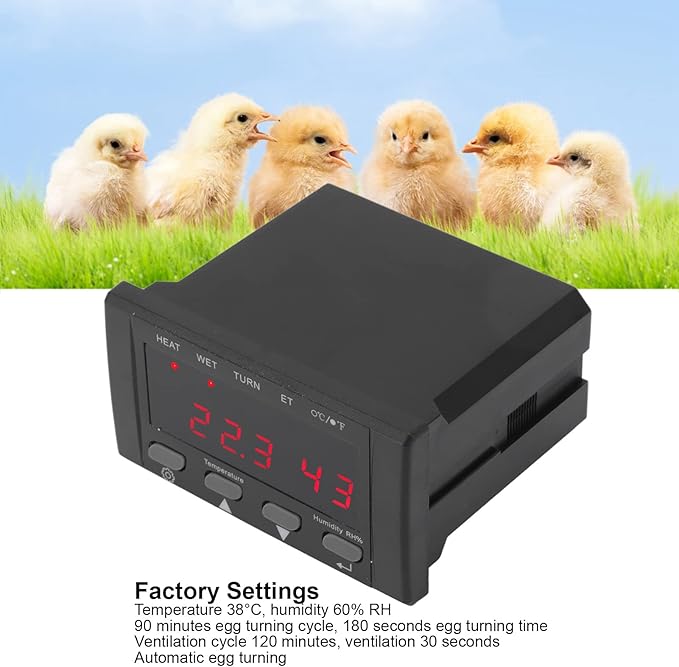 HT-10 Egg Incubator Temperature Controller, 220V/110V Digital Temperature Controller Full Automatic Control Incubator Temp Humidity Controller