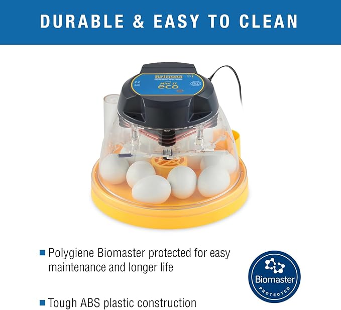 Brinsea Mini II Eco Manual Egg Incubator with External Water Top-Up, Fan Assisted Air Circulation for Hatching 10 Chicken, Duck, or Other Eggs, Ideal for Beginners