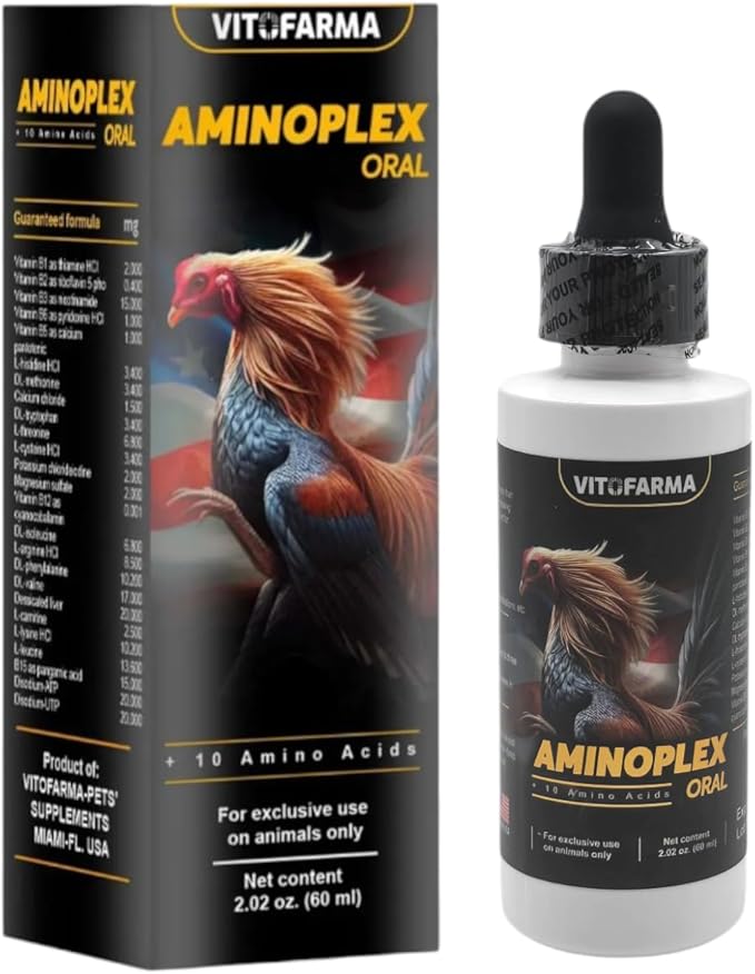 Aminoplex Supplements Liquid for Roosters Oral 60 ml - Suplemento de Aminoacidos para Gallos, Pollos 60 ml