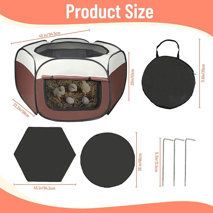 Chicken Brooder Box for Chick Starter Kit - 2026 Upgrade Double Door Chicks Brooder Pen/Chickens Playpen/Chick Tent Baby Chickens Supplies Up to 15 Baby Chicks,Duck,Quail