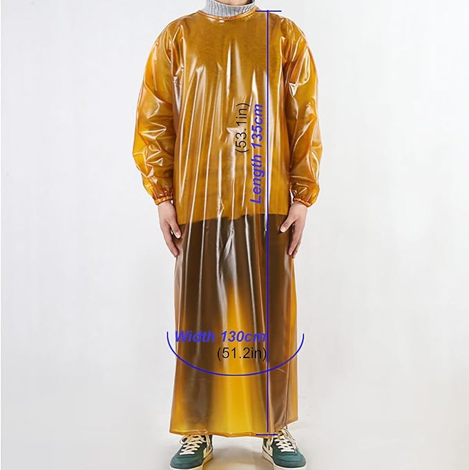Extended Industrial Apron Double-sided Waterproof and Greaseproof Overalls Home Kitchen Apron Back Tie Design Unisex Oxford Coverall Wide Elasticated Tight Cuffs ( Color : Red , Size : 135x130cm/53.1x