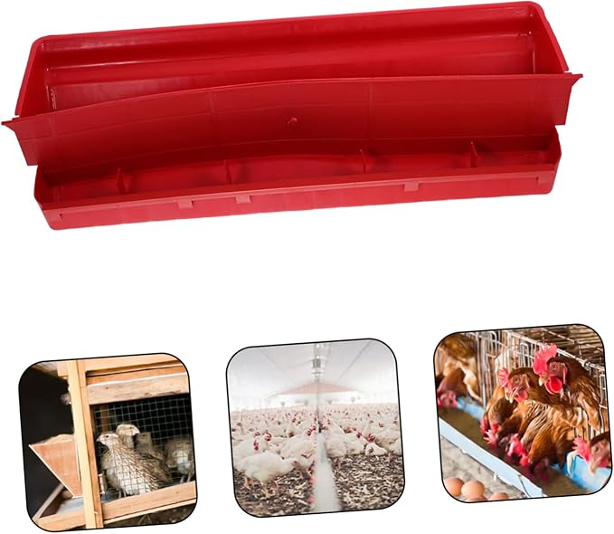 VANZACK Automatic Chicken Feeder Adjustable Feeding Trough Gravity-Fed Poultry Food Container for Quail and Chickens 2-Piece Set Easy to Install