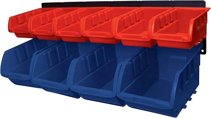 Performance Tool W5190 10-Bin Wall Mount Storage Rack, Blue