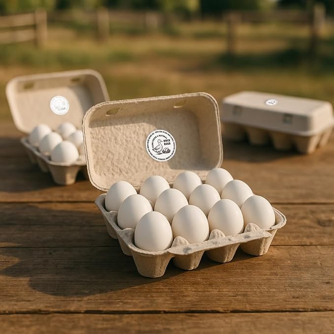 320 Pcs Duck Egg Laid on Stickers, 2 Inch Retro Round Farm Fresh Eggs Sticker Round Eggs Stickers PET Adhesive Egg Packaging Sticker for Box Container Carton Farm Supplies