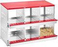Metal Chicken Nesting Boxes - 6 Hole Wall-Mountable Laying Boxes with Lid & Roll-Away Egg Collection, Weatherproof Galvanized Steel, for Chicken Coop, Red