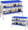 Durable Blue Finish - Metal Chicken Nesting Box for Small Animals - 8 Compartments, Galvanized Steel, Wall-Mounted Egg Laying Box, Easy Egg Collection & Cleaning, Roll Away Poultry Nest - Blue,