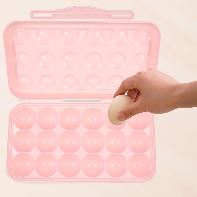 UPKOCH Plastic Egg Container for Refrigerator 18 Count Egg Holder with Airtight Lid Stackable Organizer for Kitchen Fridge Storage and Protection