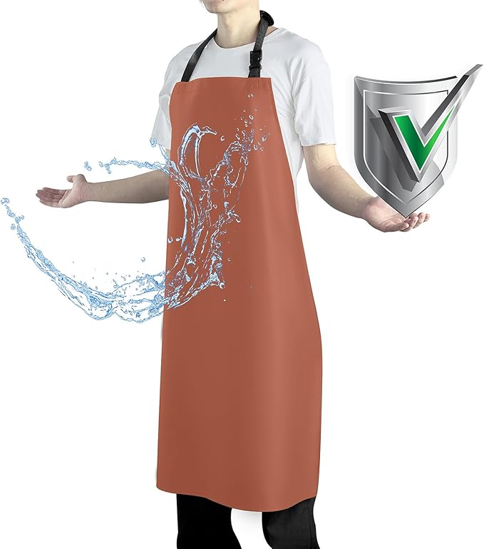 Waterproof Apron with Comfortable Adjustable Bib Rubber Vinyl Dishwasher Heavy Duty Apron for Men Women Dishwashing