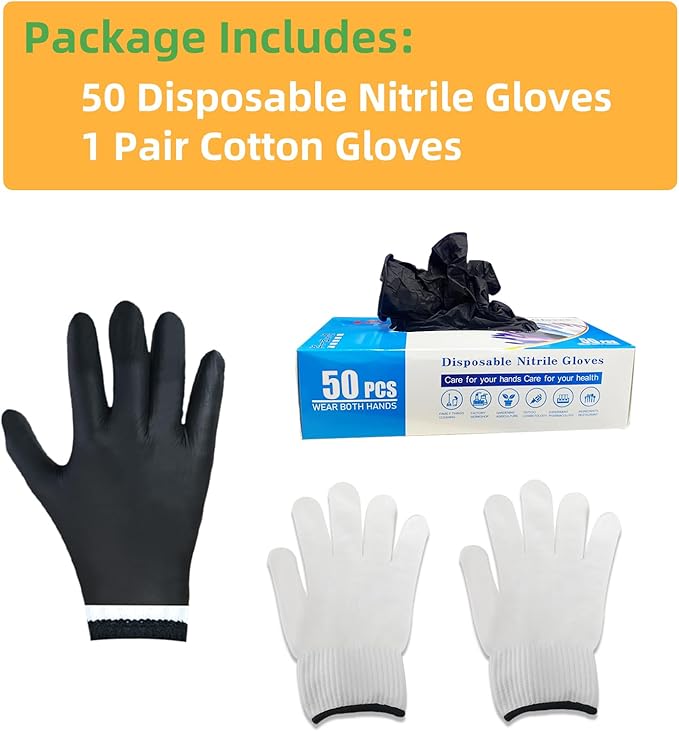 GEEKHOM BBQ Gloves Disposable Nitrile & Cotton: 50-Piece Heat Resistant Set with Liner for Cooking, Grilling & Meat Handling