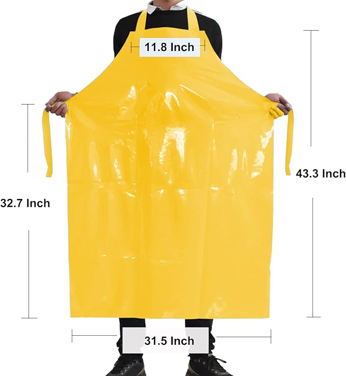 ELEBOX Waterproof Oil Proof Bib Apron Utility Apron Chemical Resistant Apron with Sleeve Work Apron Ultra Lightweight
