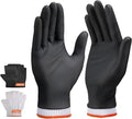 100 PCS Disposable Black Nitrile BBQ Gloves Large - 5 Mil Heavy Duty Power Latex Free for Grilling, Kitchen Cooking, BBQ, Serving, Barber, with 6 Pairs Cotton Glove Liners for Men & Women