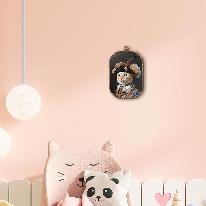 Hxlac Victorian Cat Rectangular Wall Art Framed, Vintage Cat Rectangular Wall Decor, Cottagecore Farm Animal Hanging Canvas Prints Wall Sculptures for Home Living Room Bedroom Decor, 7.1x10.2 Inch