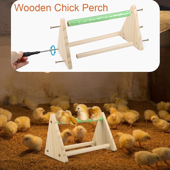 6PCS Chick Feeder and Waterer Set with Perch, 2 Feeders & 50 Chicken Leg Bands, Poultry Starter Kit for Baby Chicks, Ducks, Quail (0.3 Gal Waterer, 2.2Lb Feeder)
