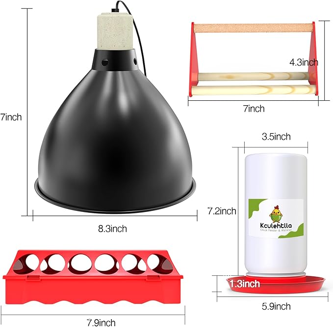 All-in-One Chick Brooder Kit with 75W Adjustable Heat Lamp, Spill-Proof Feeder & Waterer, and Rust-Proof Perch Stand for 5–15 Chicks