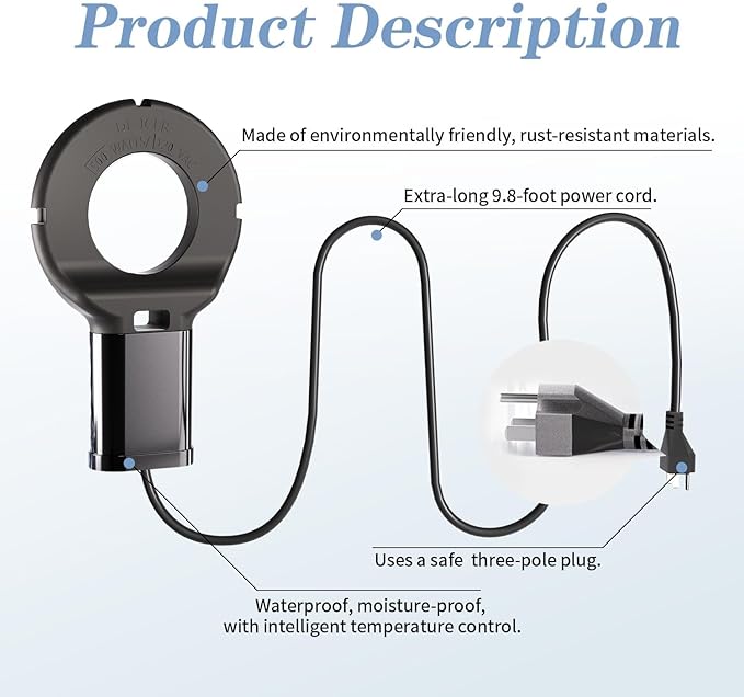 2PCS 250 Watt Bird Bath De-Icer with Thermostat, Cast Aluminum Submersible Chicken Water Heater, Heated Bird Bath, Power Cord 9.8 Ft