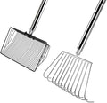 2in1 Chicken Poop Scooper and Rake, 10 Inch Chicken Coop Shovel & Garden Rake with Adjustable Stainless Steel Handle (23 to 55 Inch) for Chicken Coop Cleaning Tools,Garden, Farm, Beach