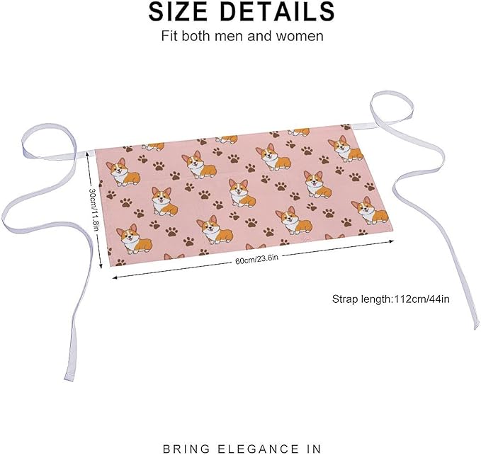 Server Apron with 3 Pockets Waist Waiter Waitress Half Apron Short Aprons