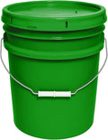 5-Gallon Bucket with Airtight Lid – Made in USA, Food Grade BPA Free Plastic, Heavy Duty Multi-Use, Metal Handle with Grip, Stackable Storage – Green, 1 Pack