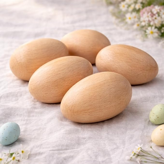 He Is Risen Wooden Egg Decor with Cross – Christian Engraved Wood Egg, Matthew 28:6 Bible Verse Religious Easter Table Decoration, Faith Gift for Christians, Church Spring Basket Display