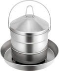 RYFT Automatic Chicken Feeder 8KG/17.6lbs, Stainless Steel Poultry Feeder, Heavy Duty Thickness 0.035 in / 0.9 mm, with Handle, Top Filled, Durable and Rust Resistant