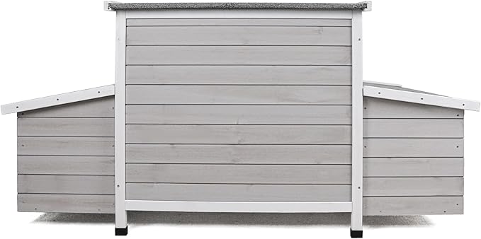 Large Wooden Chicken Coop Outdoor Hen House with Nesting Box，Walk-in Poultry Cage with Secure Locks, Metal Mesh Run for Backyard Farm Use (Gray 57.87")