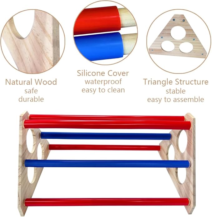 Chick Perch Wooden Roosting Bars with Sleeves Chick Stand Training Perch Chick Toy Accessories for Baby Chick Coop and Brooder Easy to Assemble and Clean