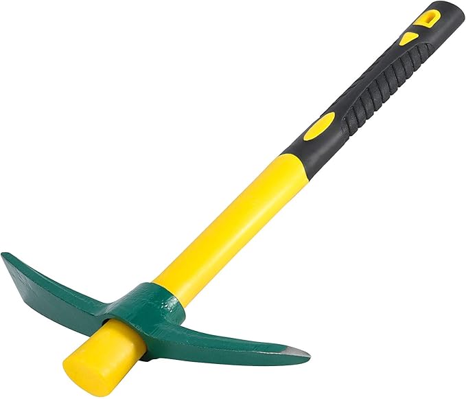2 PCS Pick Mattock Hoe Heavy Duty, Gardening Hand Pick with 15 Inch Shock Absorption Rubber Handle and Forged Head, Pick Axe Hand Tool for Digging Weeding Prospecting Camping