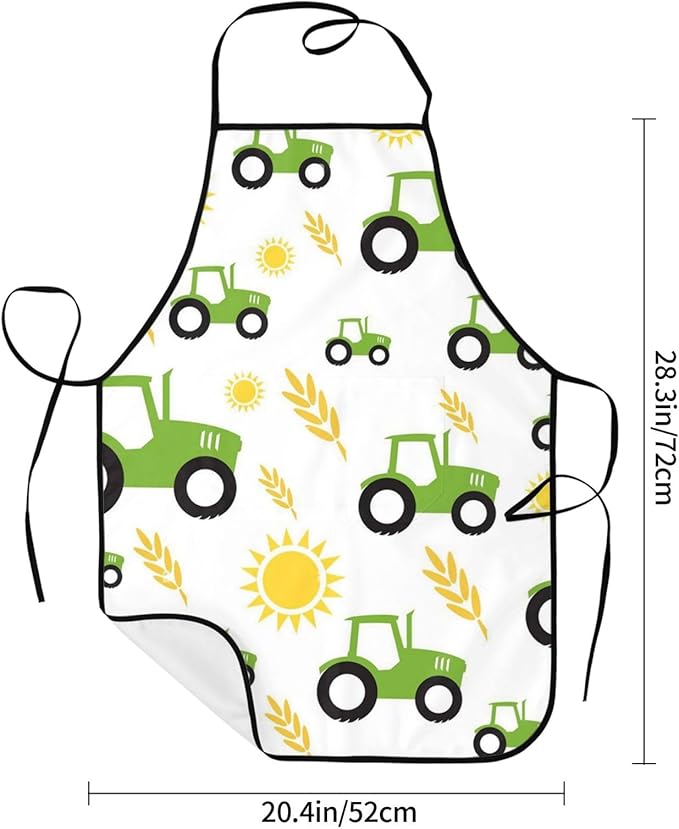 Apron for Women Men, Adjustable with Pocket Washable Cooking Apron, Chef Grilling BBQ Baking Crafting, Tractor Farming