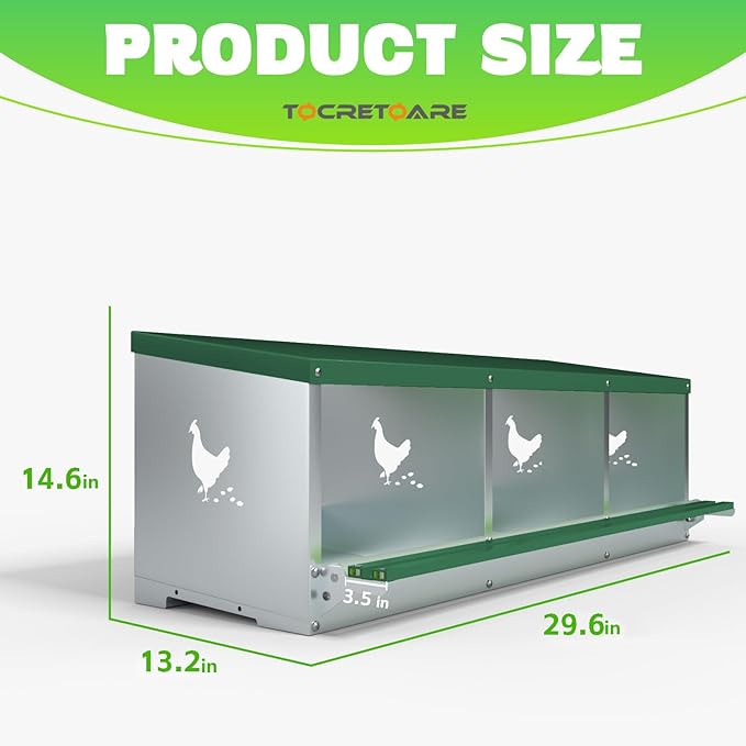 Chicken Nesting Boxes, 3 Hole Nesting Box for Laying Eggs, Heavy Duty Metal Nest Boxes for Chicken and Poultry to Collect Eggs, Chicken Laying Boxes Hens Chicken Coop Box