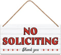 SCAZOMV No Soliciting Thank You Wood Sign Decor Funny Rustic Wood Front Door Sign Vintage Wall Hanging Plaque Porch Yard Home Farmhouse Decor 10''x 5''