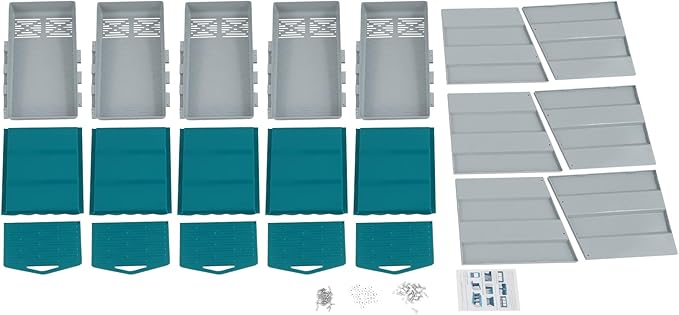 Chicken Nesting Box, 5 Compartments PP Nesting Box, Wall Mountable Nesting Boxes with Inclined Top, Drain Holes & Resting Platform for Chicken and Poultry to Collect Eggs