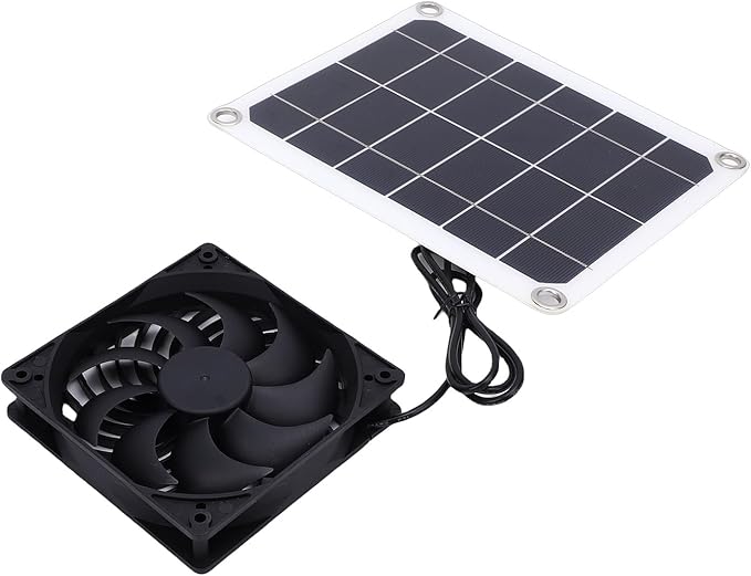 Pssopp Solar Panel Fan Kit Solar Panel Fan Kit, Powered Greenhouse Ventilator for Household Small Chicken Coops Greenhouses Sheds Nan